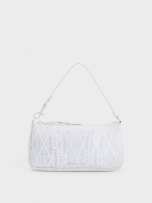 Charles & Keith Geona Gestrickt Phone Pouch Weiß | AIVO95246