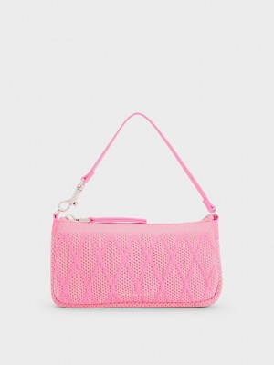 Charles & Keith Geona Gestrickt Phone Pouch Rosa | WBKT75814