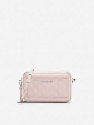 Charles & Keith Gesteppt Boxy Long Wallet Rosa | DRMJ78124
