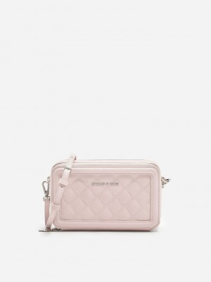 Charles & Keith Gesteppt Boxy Long Wallet Rosa | UAHQ83024