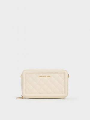 Charles & Keith Gesteppt Boxy Long Wallet Weiß | SQFA41507