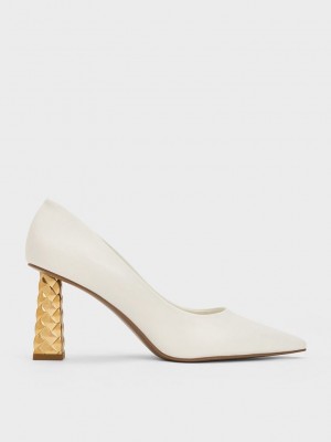 Charles & Keith Gesteppt Heel Pointed-Kappe Pumps Rosa | LGRN60372