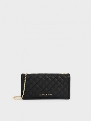 Charles & Keith Gesteppt Pouch Schwarz | HPZM06825