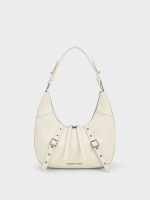 Charles & Keith Grommet Crescent Hobo Bag Rosa | PZBD28645