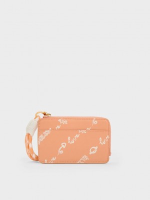 Charles & Keith Gwiana Printed Card Holder Orange | SWGE37251