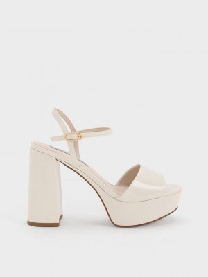 Charles & Keith Halle Peep-Kappe Metallic Plattform Sandals Rosa | ETUD83607