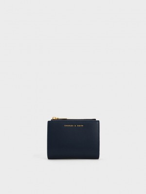 Charles & Keith Harmonee Top Zip Small Wallet Navy | JYAO21483
