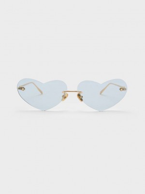 Charles & Keith Heart-Shaped Cat-Eye Sunglasses Blau | ROIU37964