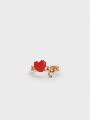 Charles & Keith Heart Embellished Chain-Link Ring Rot | BDLT18457