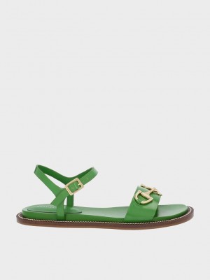 Charles & Keith Horsebit Back Riemen Sandals Grün | FAWJ83469