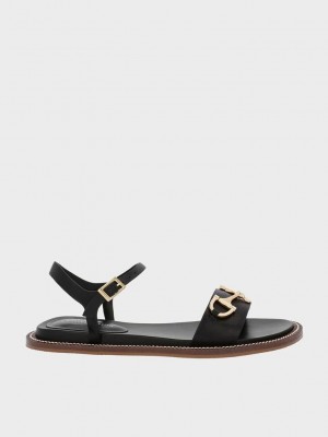 Charles & Keith Horsebit Back Riemen Sandals Schwarz | EICF53264