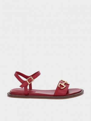 Charles & Keith Horsebit Back Riemen Sandals Rot | WYVD54920