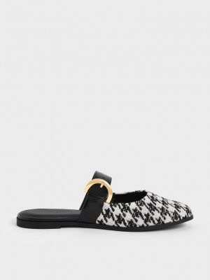 Charles & Keith Houndstooth Buckled Flache Mules Mehrfarbig | KUXZ40612