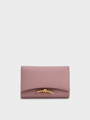 Charles & Keith Huxley Metallic-Accent Front Flap Wallet Lila | UBFV62390