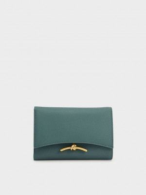 Charles & Keith Huxley Metallic-Accent Front Flap Wallet Türkis | RLJD71643