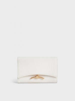 Charles & Keith Huxley Metallic Accent Front Flap Wallet Weiß | BJMZ60173