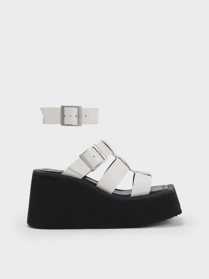 Charles & Keith IIsa Flatform Gladiator Sandals Weiß | OSBY90714