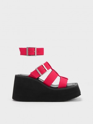 Charles & Keith IIsa Flatform Gladiator Sandals Fuchsie | JKLC74368