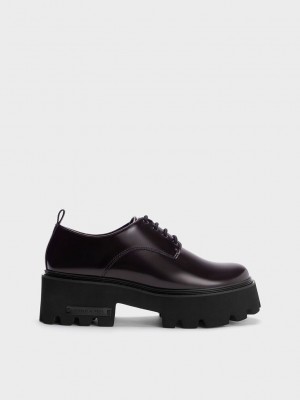 Charles & Keith Imogen Chunky Oxfords Bordeaux | PWNJ59217