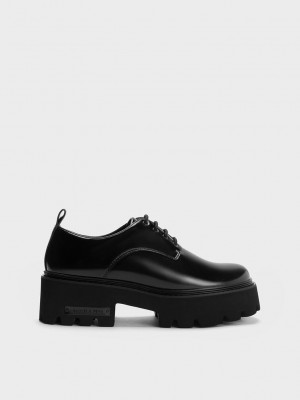 Charles & Keith Imogen Chunky Oxfords Schwarz | UBQX21369