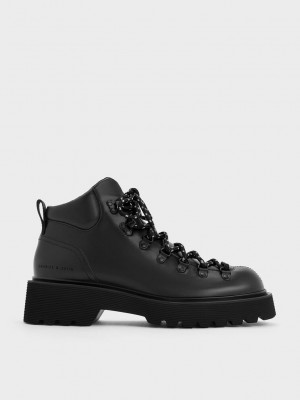 Charles & Keith Indra Spitze-Up Ankle Boots Schwarz | IUOH01793