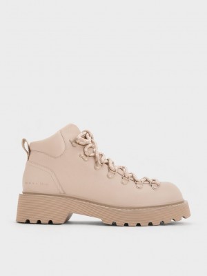 Charles & Keith Indra Spitze-Up Ankle Boots Beige | CHEM90764