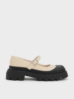 Charles & Keith Indra Two-Tone Plattform Mary Janes Rosa | OIDT43268