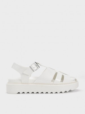 Charles & Keith Interwoven Buckled Sandals Weiß | EGHB83572