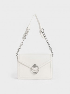 Charles & Keith Joelle Envelope Shoulder Bag Weiß | WLUG41652