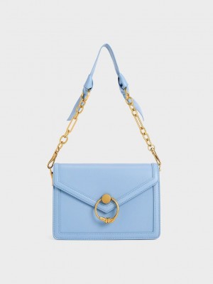 Charles & Keith Joelle Envelope Shoulder Bag Hellblau | SWIQ96372