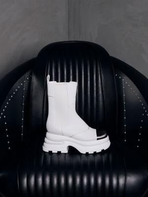 Charles & Keith Jules Leder Chelsea Boots Weiß | NCJZ32650
