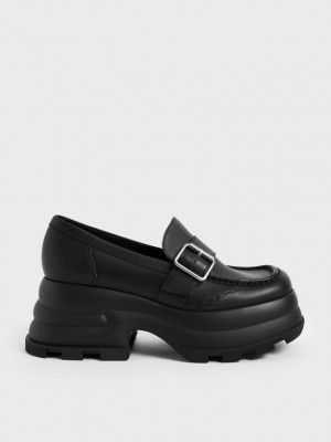 Charles & Keith Jules Plattform Buckled Loafers Schwarz | TUHJ71269