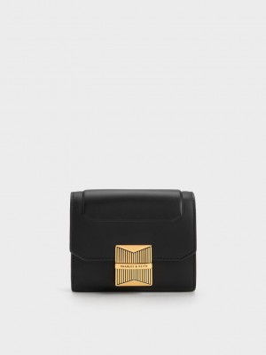 Charles & Keith Kalinda Metallic Accent Wallet Schwarz | NJQO56093