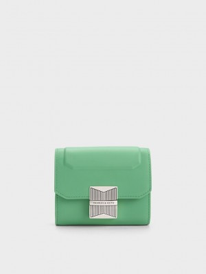 Charles & Keith Kalinda Metallic Accent Wallet Grün | JFCD68524