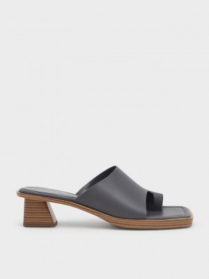 Charles & Keith Kappe Ring Stacked Heel Sandals Dunkelgrau | KTDJ40735