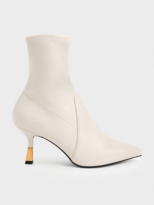 Charles & Keith Kitten Heel Ankle Boots Rosa | XCWG39745