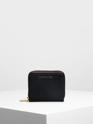 Charles & Keith Klassische Zip Mini Wallet Schwarz | IZLB16957