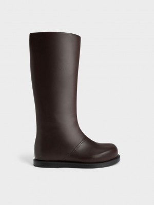 Charles & Keith Knee-High Boots Dunkelbraun | JLZE78169