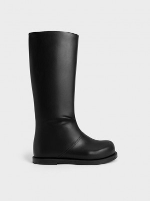 Charles & Keith Knee-High Boots Schwarz | MKOJ42057