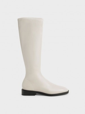Charles & Keith Knee High Flache Boots Rosa | VLKZ13028