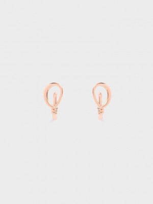 Charles & Keith Knotted Stud Earrings Rosa Gold | UDZL92380