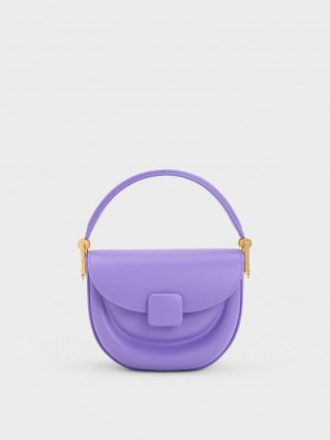 Charles & Keith Koa Half-Moon Saddle Bag Lila | DPUT38049