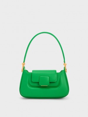 Charles & Keith Koa Push-Lock Top Handle Bag Grün | AMOZ74159