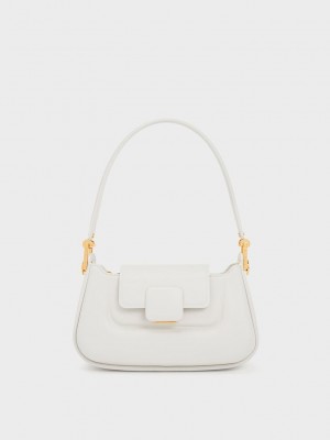 Charles & Keith Koa Push-Lock Top Handle Bag Weiß | TDEP14386