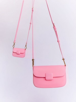 Charles & Keith Koa Square Push-Lock Shoulder Bag Rosa | ILQT27805