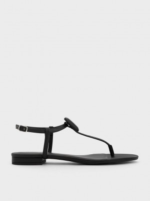 Charles & Keith Koa Tanga Sandals Schwarz | XNSR36807