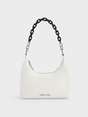 Charles & Keith Koi Chain Handle Shoulder Bag Weiß | EMNO53419