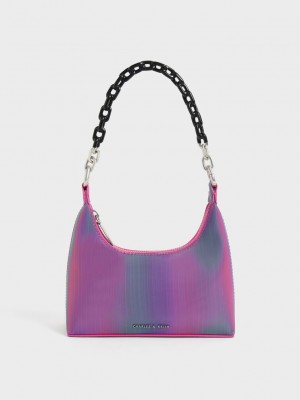 Charles & Keith Koi Chain Handle Shoulder Bag Pfauen | UZXJ26430