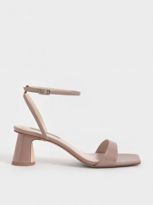 Charles & Keith Lack Ankle-Riemen Cylindrical Heel Sandals Beige | UACF28947
