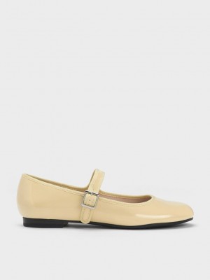 Charles & Keith Lack Buckled Mary Jane Flats Gelb | MWSO13946